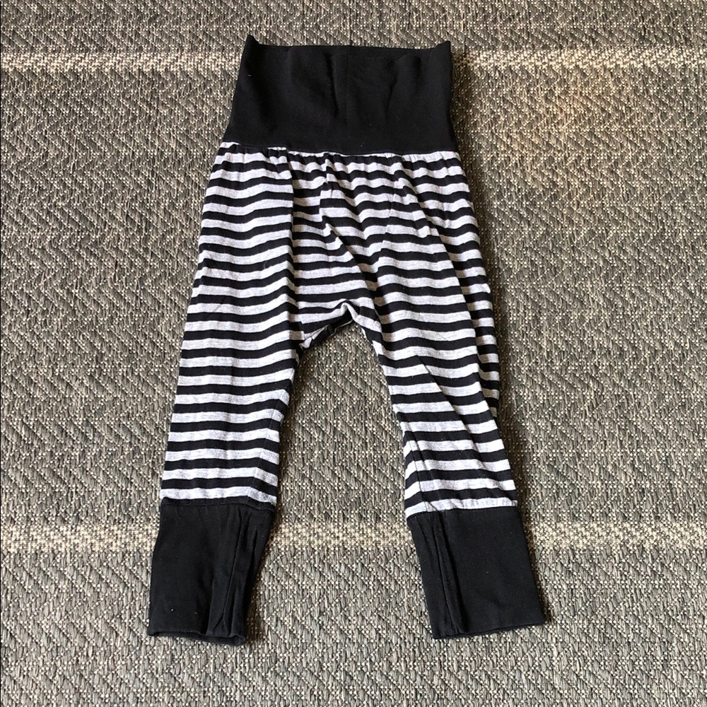 Tag evolutive grow with me Black & White Striped Fold-Over Waist Kids Leggings